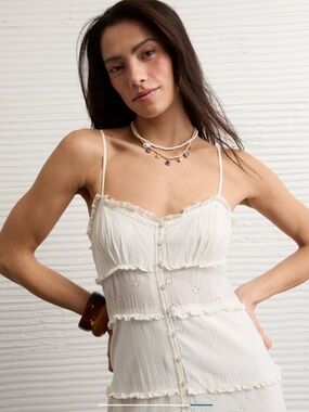 American Eagle Button-Up Ruffle Midi Dress
